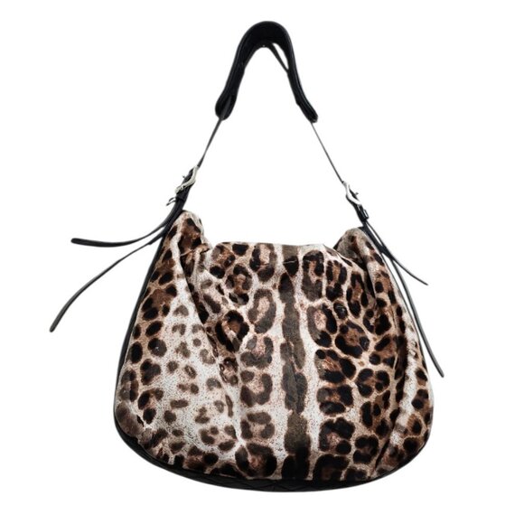 Jimmy Choo Animal Print Hobo Bag Fur & Leather Designer Handbag - Picture 5 of 16